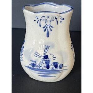 Vintage Noble Hall Blue White Mini Bud Vase Hand Painted Cottagecore Farmhouse